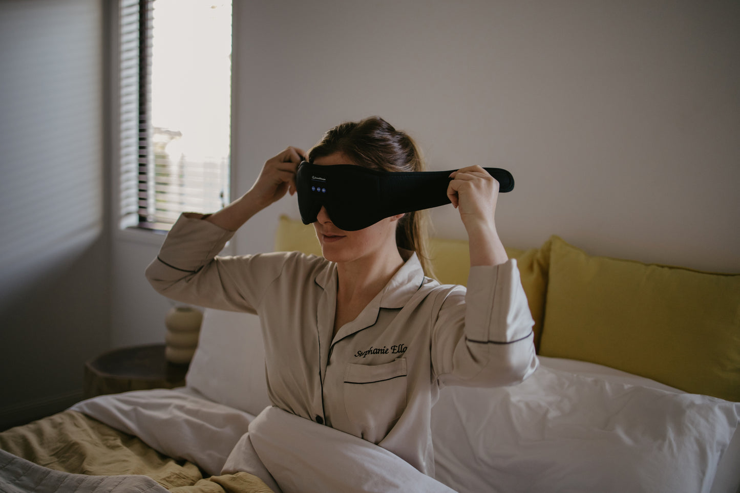 Bluetooth sleep mask - trying on